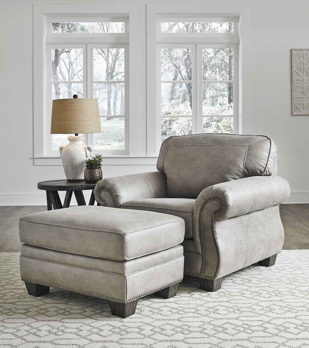 American Design Furniture by Monroe - Aspen Leather Ottoman 2